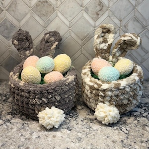 Hand Crocheted Bunny Easter Basket-Multiple Colors