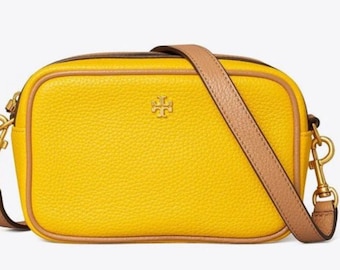Authentic Tory Burch Blake Mini Bag Yellow and Brown. Brand new. Leather with Gold