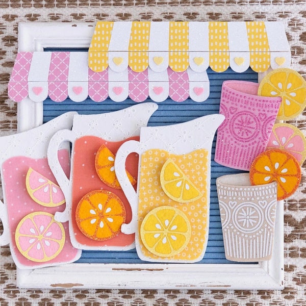 Interchangeable Lemonade Stand Letter Board Icons, Tiered Tray Decor and Felt Food | Orange Juice, Pink Lemonade, Sweet Tea