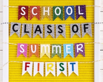 School Milestones Glitter Mini Banner and Garland | First Day, Last Day, Graduations, Classroom Decor