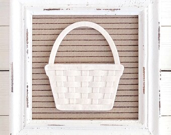 White Woven Easter Basket Letter Board Icon and Accessory