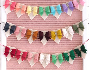 Bow Mini Banner, Garland, Bunting | Choose your colors!