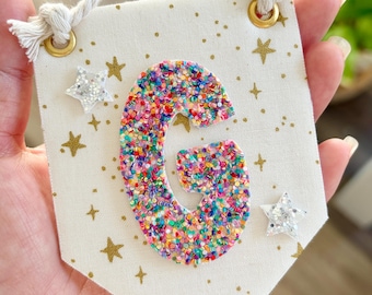 Sparkly Personalized Initial Mini Wall Banner