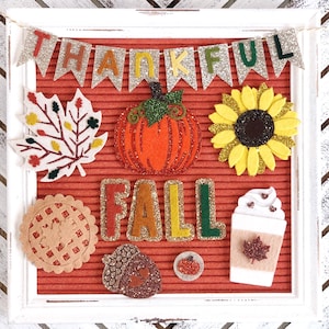 Fall Essentials Letter Board Icons, Mini Banner and Tiered Tray Decor