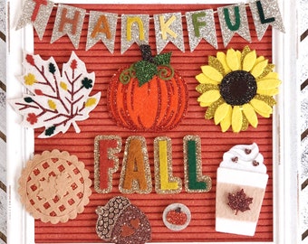 Fall Essentials Letter Board Icons, Mini Banner and Tiered Tray Decor
