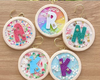 Personalized Sparkly Shaker Ornament, Handmade Christmas Keepsake and Gift