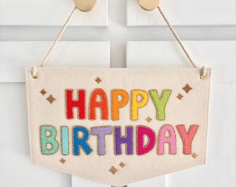 Happy Birthday Sparkly Hanging Wall Banner