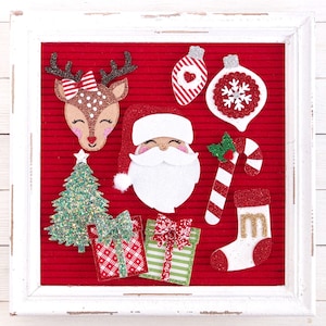 Íconos de letras navideñas: Papá Noel, renos, adornos y más