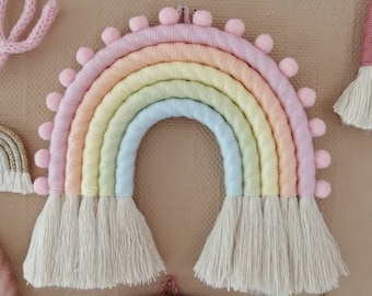 Regenbogen Wandbehang "Unicorn" Kinderzimmer Boho Macrameeregenbogen Makrame Macramee Wand Dekoration Fiber Rainbow Pastellfarben