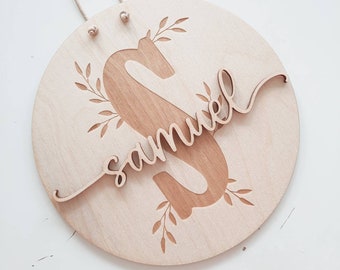 Personalized wooden sign with relief, children's room decoration