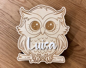 Tirelire enfant personnalisée, tirelire hibou bois