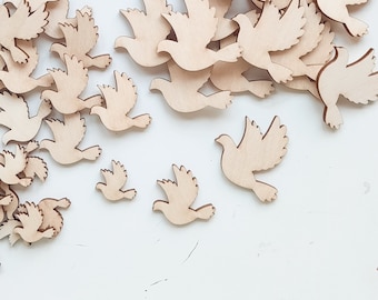 Scattered decoration doves, wooden doves, table decoration, baptism table decoration, gift decoration