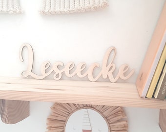 Schriftzug "Leseecke", Holzschrift, Text aus Holz, Wandbehang, Wanddeko