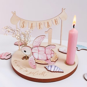 Personalized birthday plate sea creatures with vase and candle, candle plate, birthday board, birthday table, birthday wreath