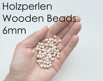 Holzperlen 6mm Wooden Beads Bastelzubehör Perlen zum Basteln Deko Perlen