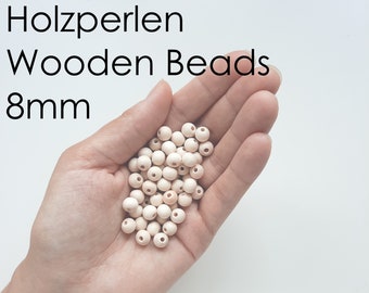 Holzperlen 8mm Wooden Beads Bastelzubehör Perlen zum Basteln Deko Perlen