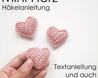 Crochet Pattern Mini Heart, PDF TUTORIAL Heart, Crochet Pattern Heart, Do it Yourself