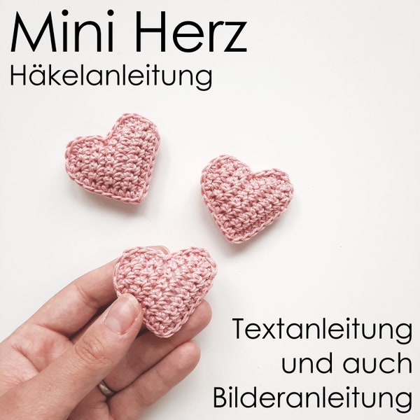 Häkelanleitung Mini Herz, PDF TUTORIAL Herz, Crochet Pattern Heart, Do it Yourself