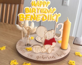 Winnie Pooh inspired birthday plate, Disney inspired birthday plate, birthday board