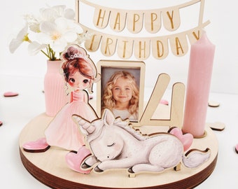 Princess birthday plate with unicorn, birthday board, birthday wreath, children's birthday, children's birthday