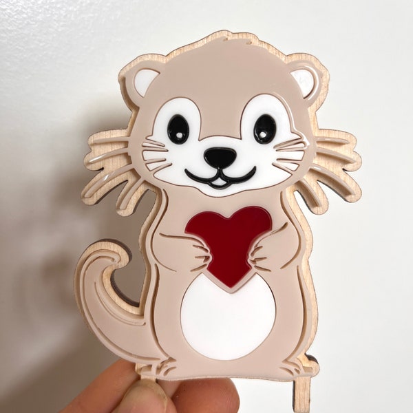 Otter motif plug made of acrylic glass for personalized birthday plate with vase and candle, candle plate, birthday wreath, table decoration