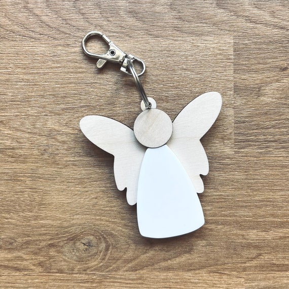 Schutzengel Anhänger Holz, Schlüsselanhänger Engel – Personalisierte  Geschenke