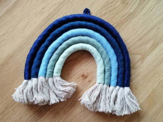 Rainbow Wall Hanging Nursery Boho Macramee Rainbow Macrame Wall Decoration Fiber Rainbow Blue Mint Blue Mint Green Boy