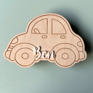 Money box child personalized, money box car wood