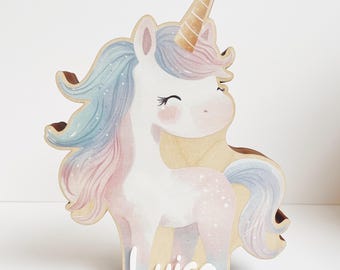 Salvadanaio unicorno personalizzato per bambini, salvadanaio unicorno in legno