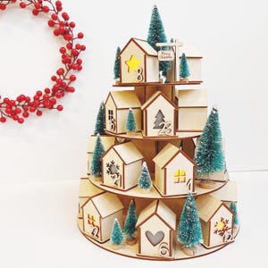 Advent calendar house, wooden Advent calendar, Christmas gift