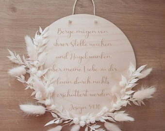 Trockenblumen Holzschild Segensspruch Segensgruß Kinderzimmer Wandbehang Geschenk zur Geburt Taufgeschenk Geschenk zur Taufe