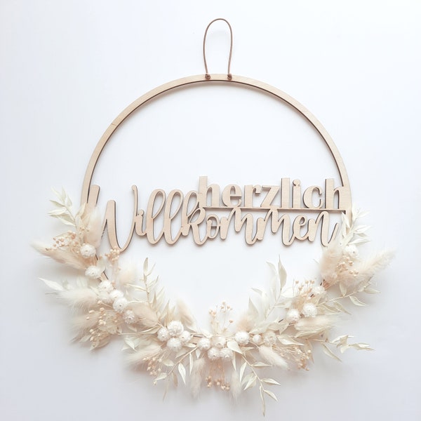 Welcome dried flower wreath, welcome door sign