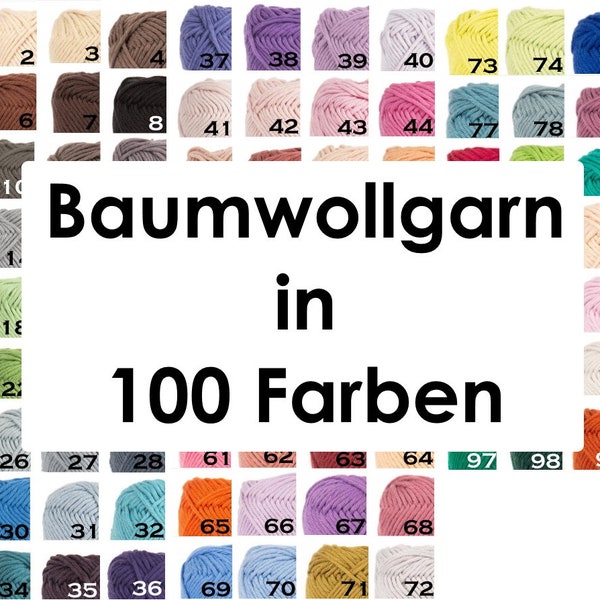 Baumwollgarn in 100 Farben, Wolle für dein DIY Projekt, Meterware