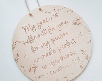 My Grace is sufficient for you Holzschild, Affirmation, Bibelspruch, Kinderzimmerdekoration