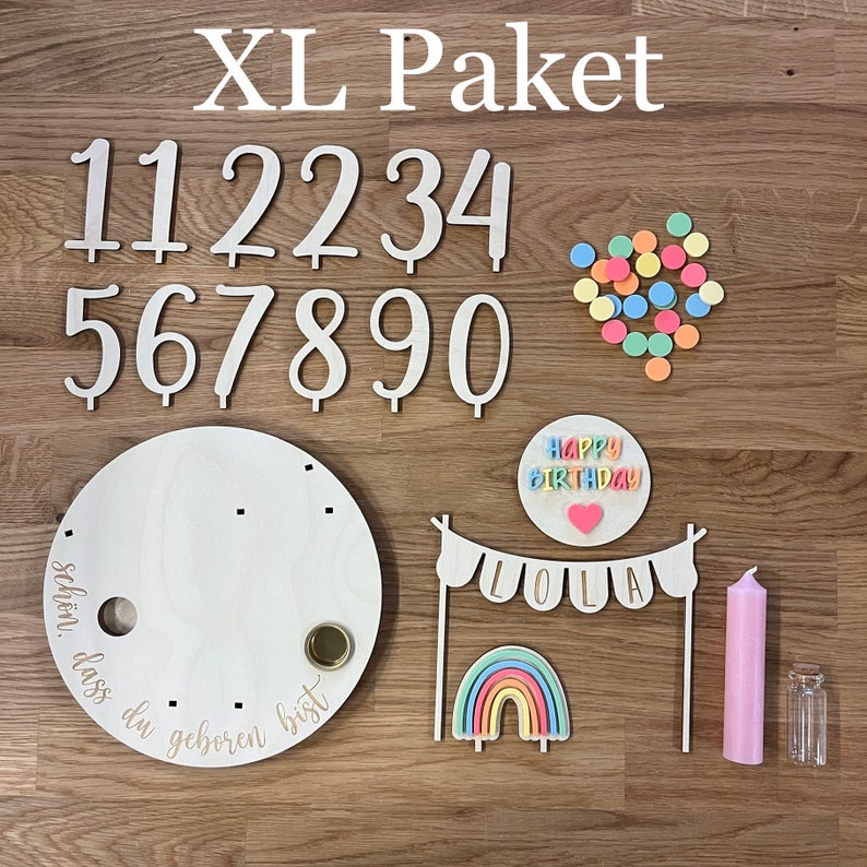 Personalized colorful birthday plate with vase and candle, candle plate, birthday board, birthday board, birthday wreath image 4