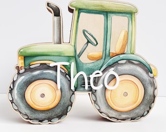 Gepersonaliseerde tractor spaarpot voor kinderen, houten tractor spaarpot