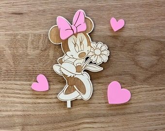 Minnie Mouse motif plug for personalized birthday plate with vase and candle, candle plate, birthday wreath, table decoration