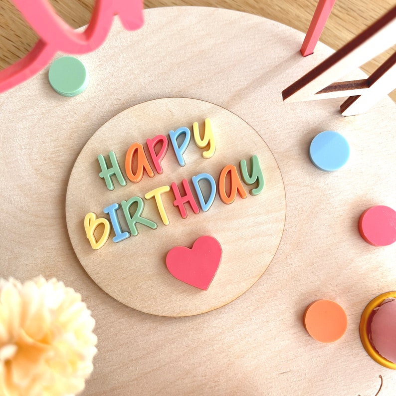 Personalized colorful birthday plate with vase and candle, candle plate, birthday board, birthday board, birthday wreath image 7