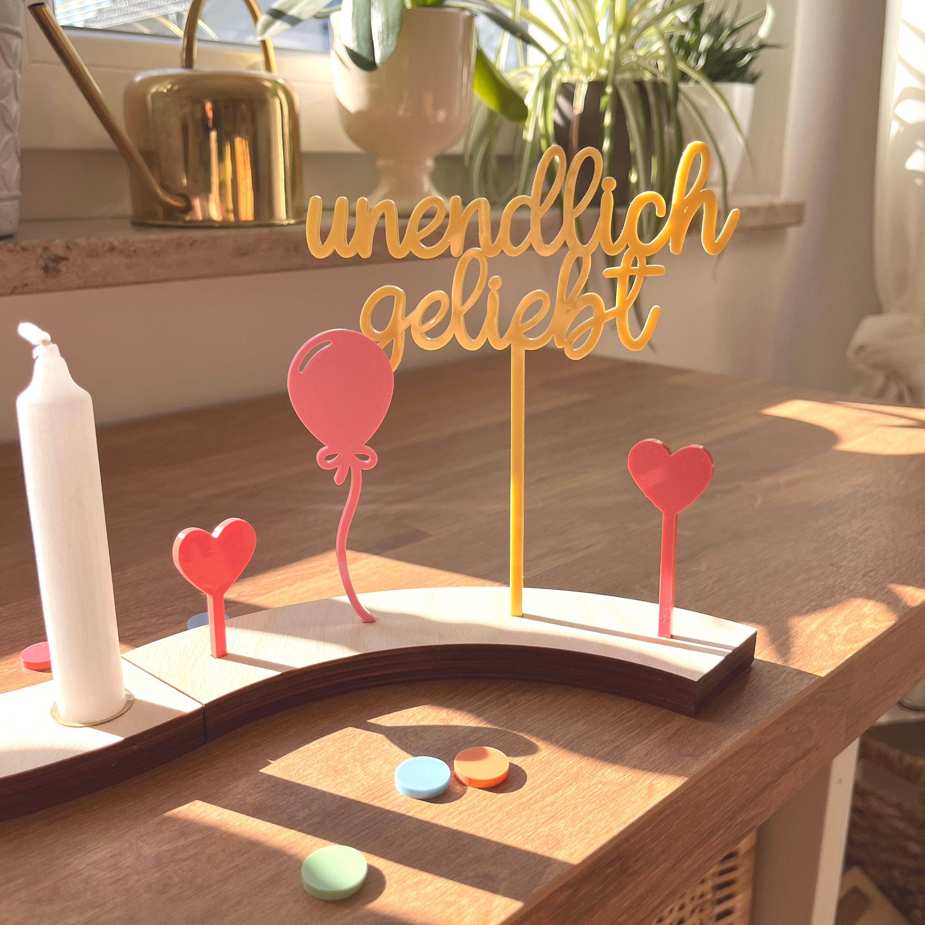 Assiette Anniversaire Nuage En Bois Personnalisée – Avec Chiffres 0-9, Bougeoir, Vase & Fleur Séchée – Idéal Garçons Filles Adultes