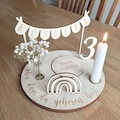 Personalized birthday plate with vase and candle, candle plate, birthday board, birthday plate, birthday wreath, table decoration