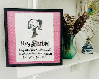 Impresión en bloque de Barbie enmarcada de 30 x 30 cm