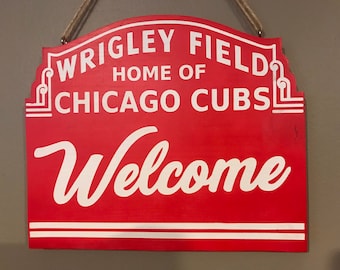 Handmade Wrigley Field Home of the Chicago Cubs Welcome Wall & Door Decor