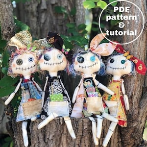 Junky Grungy Grammy Doll PDF Sewing Pattern, 12" Grungy doll DIY dolls with clothes, Instant Digital Download< Tutorial, Grammy doll pattern