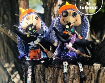 Junky Grungy Witch Grammy Doll PDF Sewing Pattern, 12&quot; Grungy doll DIY dolls with clothes, Instant Digital Download&lt; Tutorial, Halloween