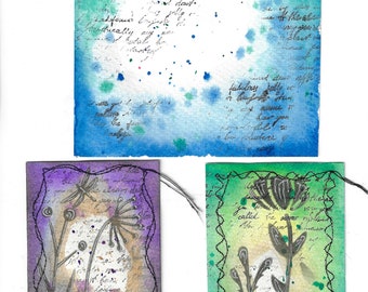 watercolor, journal card digital , printable, 4 digital Junk Journal pages 11 x 8.5in, printable journal ephemera, digital download, kit