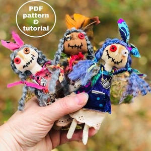 Junky Grungy Mini 6" Grammy Doll PDF Sewing Pattern, 6" Grungy doll DIY dolls with clothes, Instant Digital Download< Tutorial, doll pattern