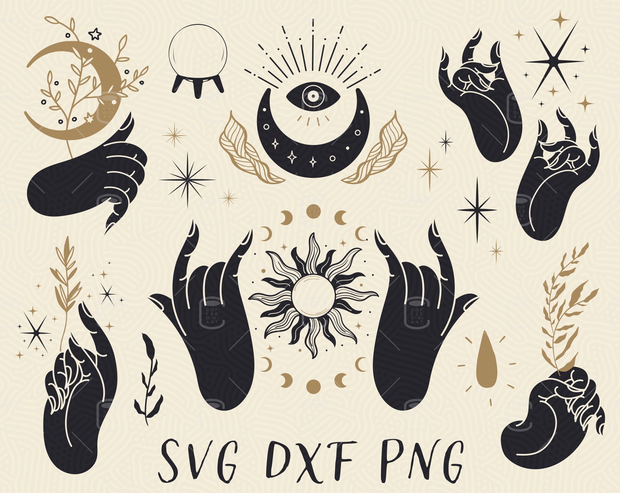 Download Mystical Hands Set svg bundle Magical svg SVG DXF PNG | Etsy
