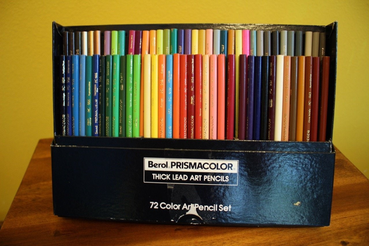 Vintage Berol Prismacolor Colored Pencils Set of 72 New Old Stock  Unsharpened Full Length Pencils in Vintage Box Made in USA 