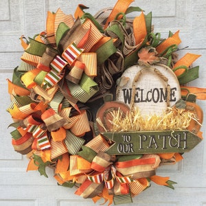 Fall pumpkin wreath, Fall welcome wreath, fall wreath for front door, fall wreath, Autumn wreath, Fall pumpkin front door wreath