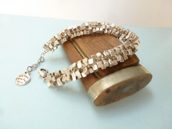 Vintage French brutalist bracelet, METAL POINTU's… - image 9